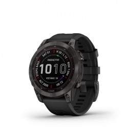 Fenix 7 Sapphire Solar, Carbon Gray DLC Titanium, Black Band